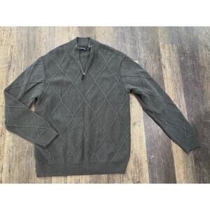 Chaps Gray Argyle Half-Zip Sweater Size Large